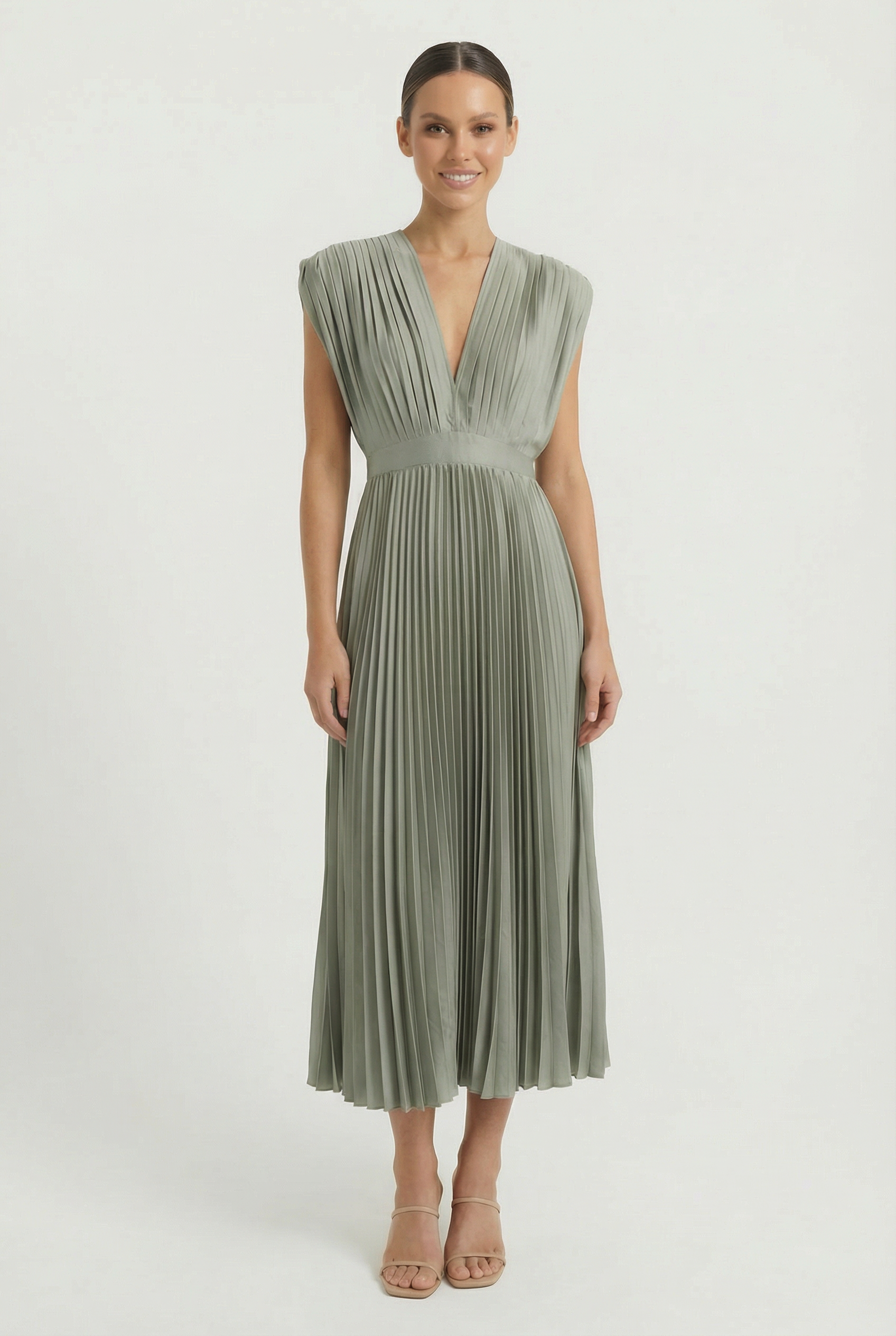 Women's Pleated Sleeveless Maxi Dress