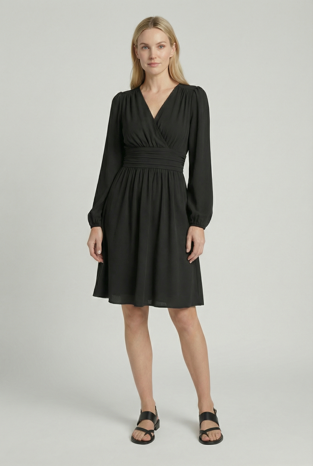Women's pleated midi dress in alternate colour, front view