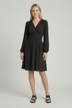 Women's pleated midi dress in alternate colour, front view
