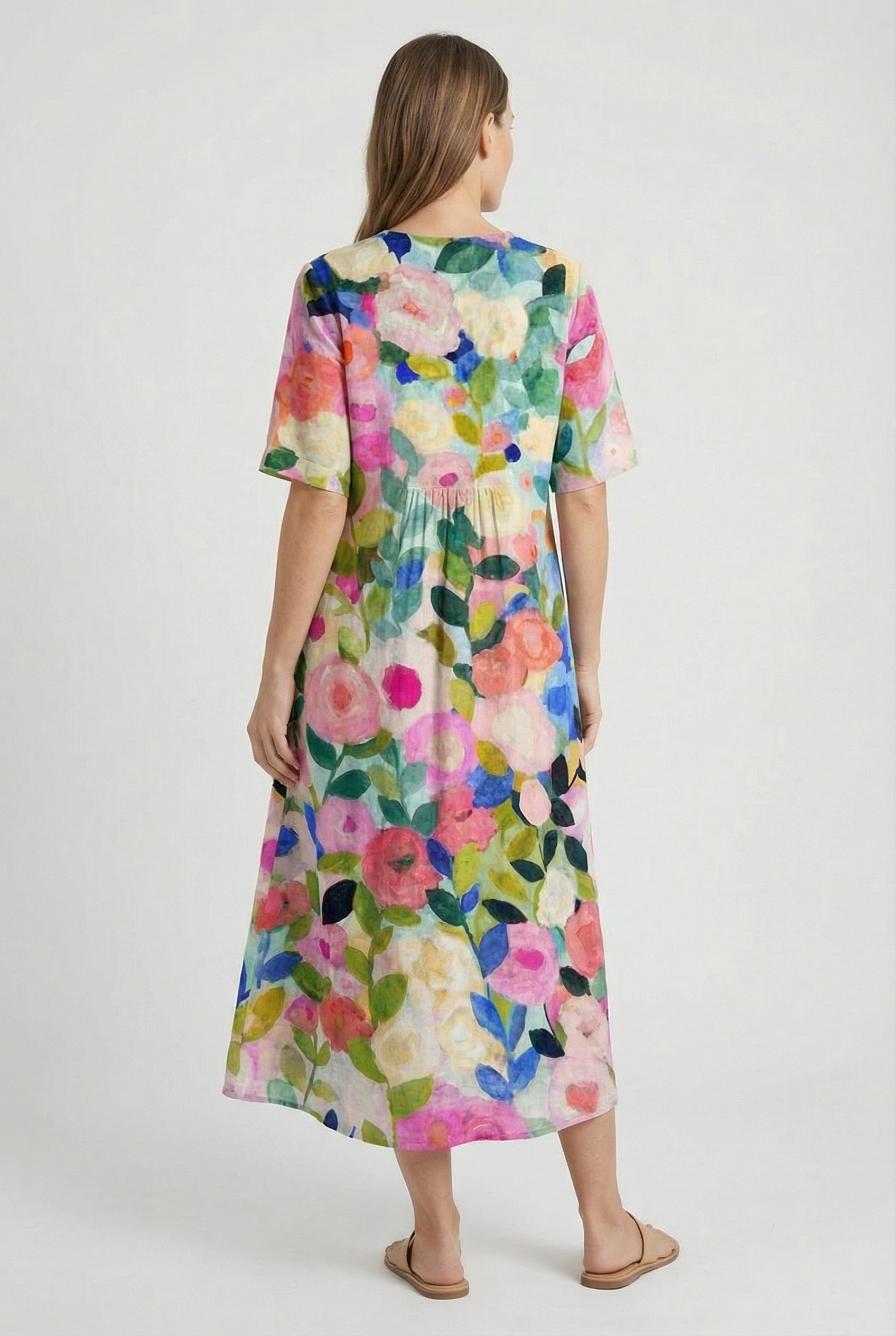 Women's Floral Breathable Casual Summer Midi Dress