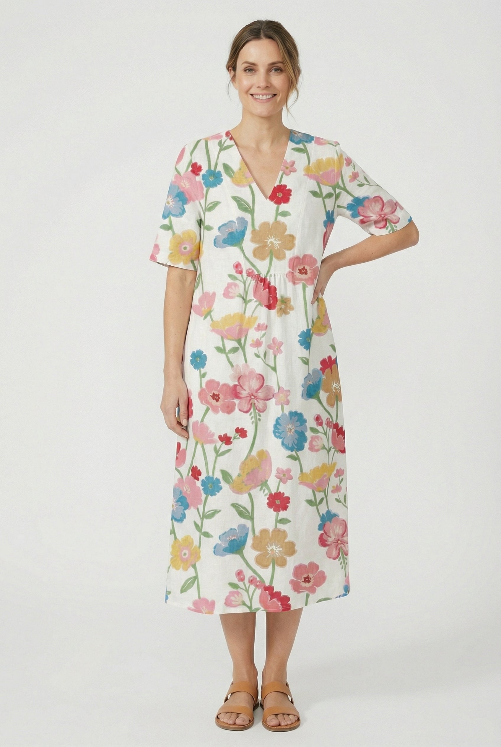 Women's Floral Breathable Casual Summer Midi Dress