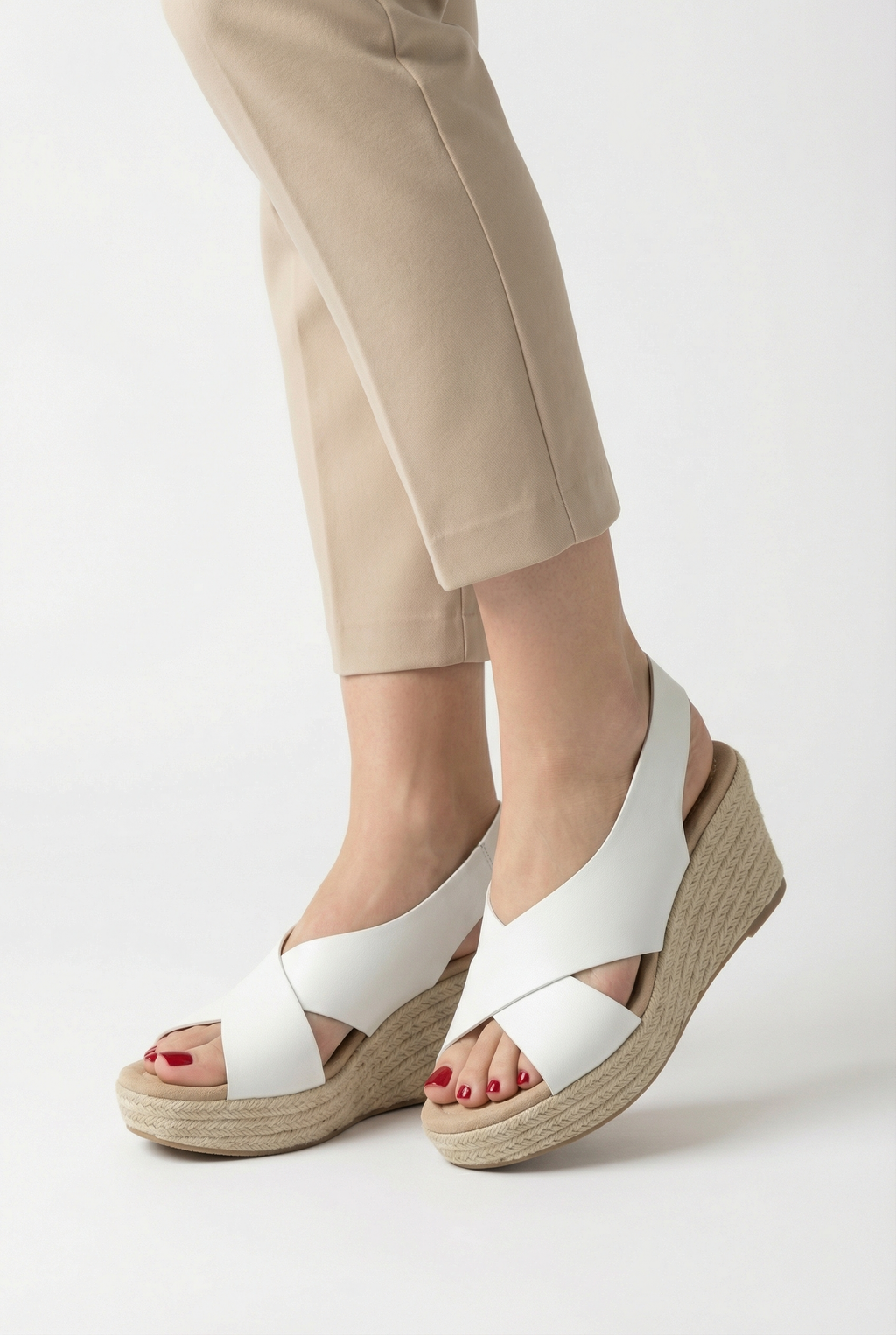 Women's open toe low heel sandals, top-down view showing cushioned sole