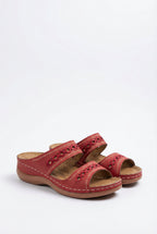 Women's vegan leather casual sandals with open toe, front view