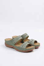 Women's vegan leather sandals, back view