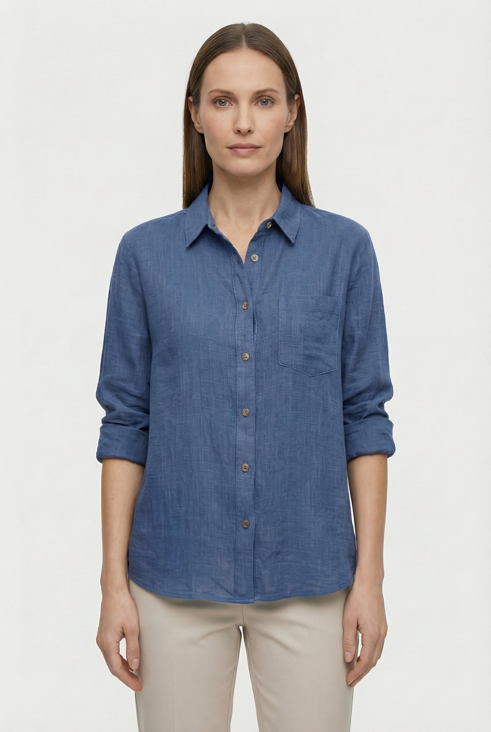 Women's cotton loose fit casual shirt, front view