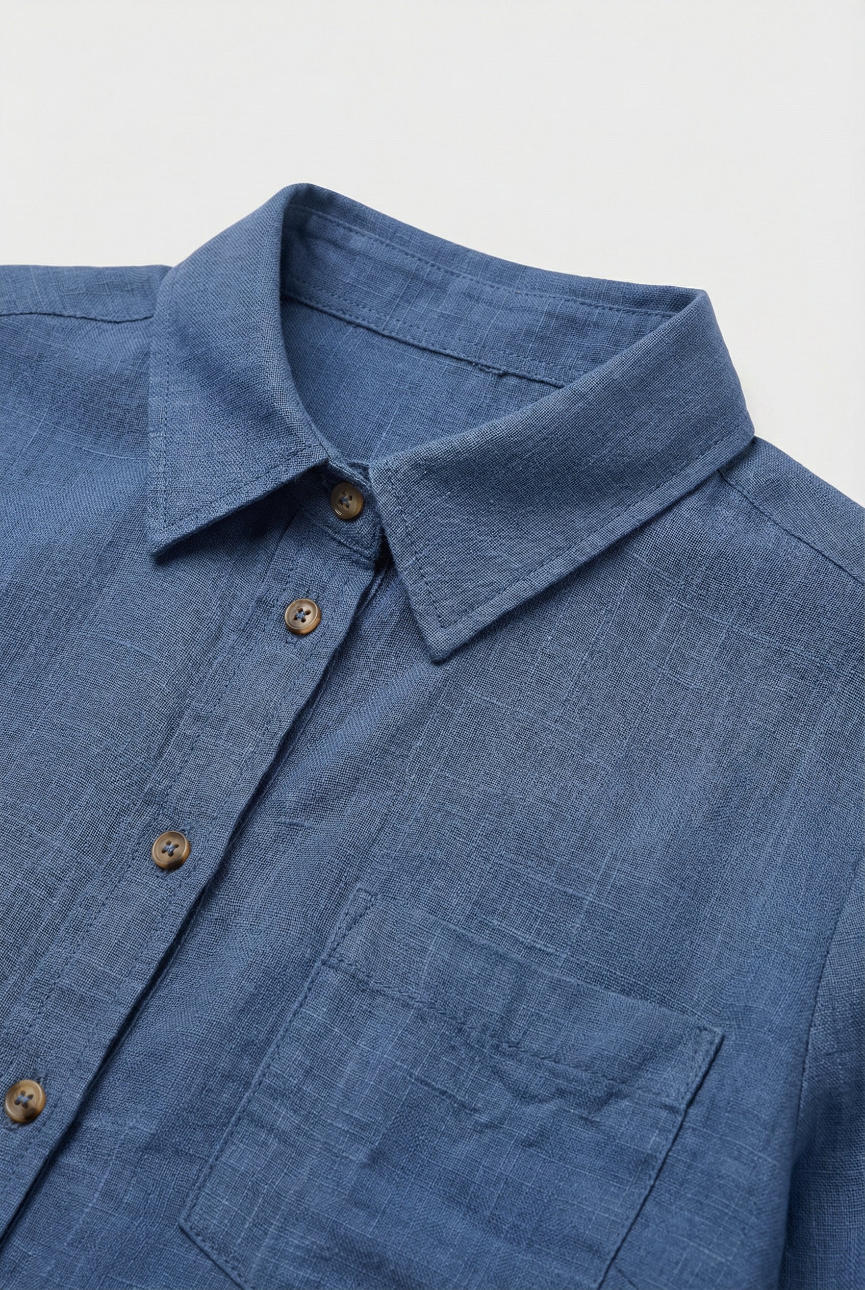 Women's casual cotton shirt, side view showing relaxed drape