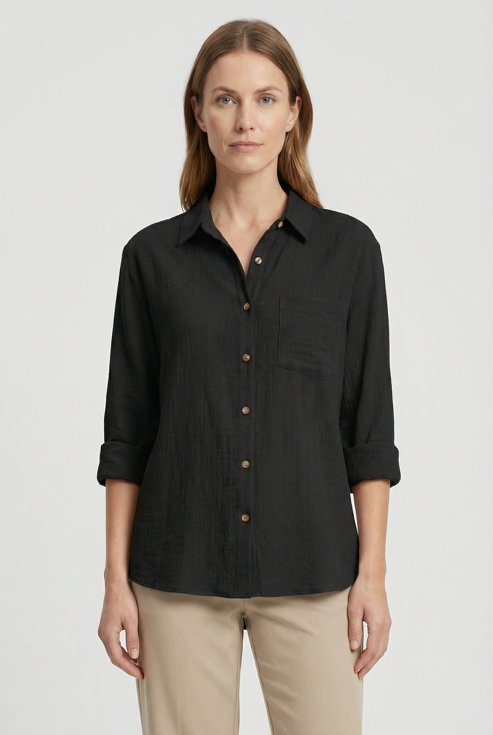 Women's cotton loose shirt, additional colour option front view