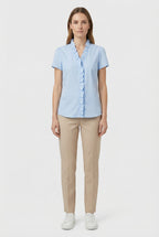 Women's relaxed blouse with tucked styling, full length