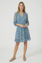 Women's flowy mini dress in alternate colour, front view