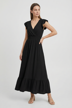 Women's casual maxi dress with ruffled sleeves in alternate colour
