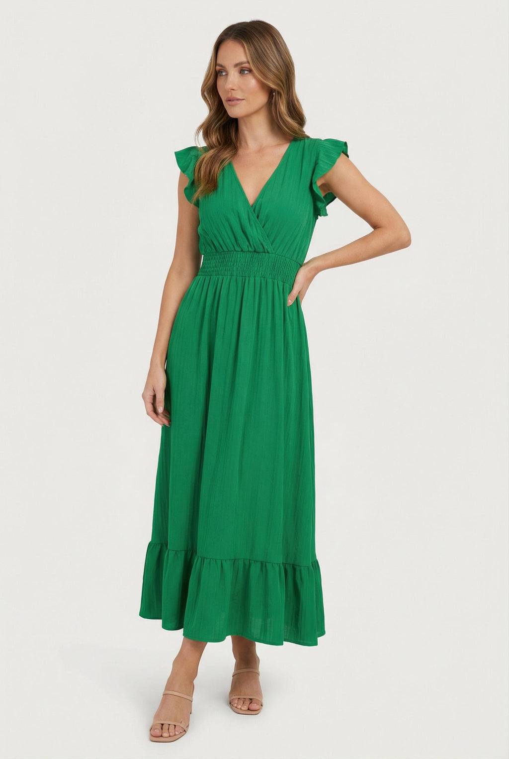 Women's casual ruffled maxi dress, fourth colour option front view