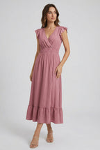 Ruffled Sleeve Casual Maxi Dress – Lightweight Summer Dress