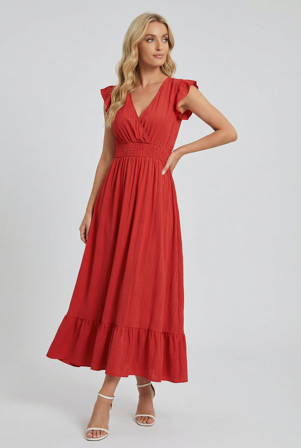 Ruffled Sleeve Casual Maxi Dress – Lightweight Summer Dress