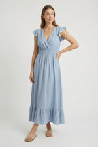 Ruffled Sleeve Casual Maxi Dress – Lightweight Summer Dress