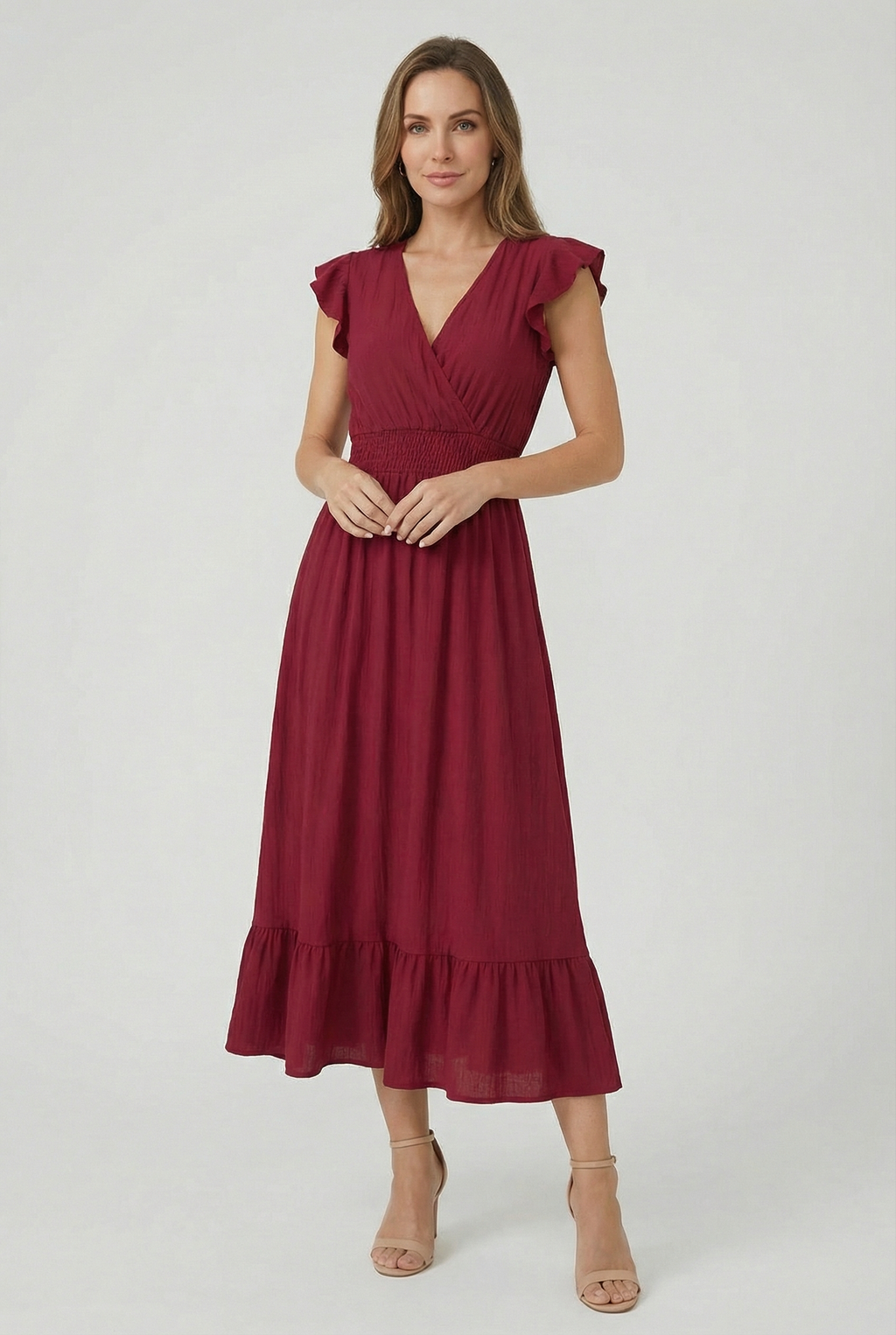 Women's deep V-neck A-line maxi dress, second colour option