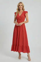 Ruffled Sleeve Casual Maxi Dress – Lightweight Summer Dress