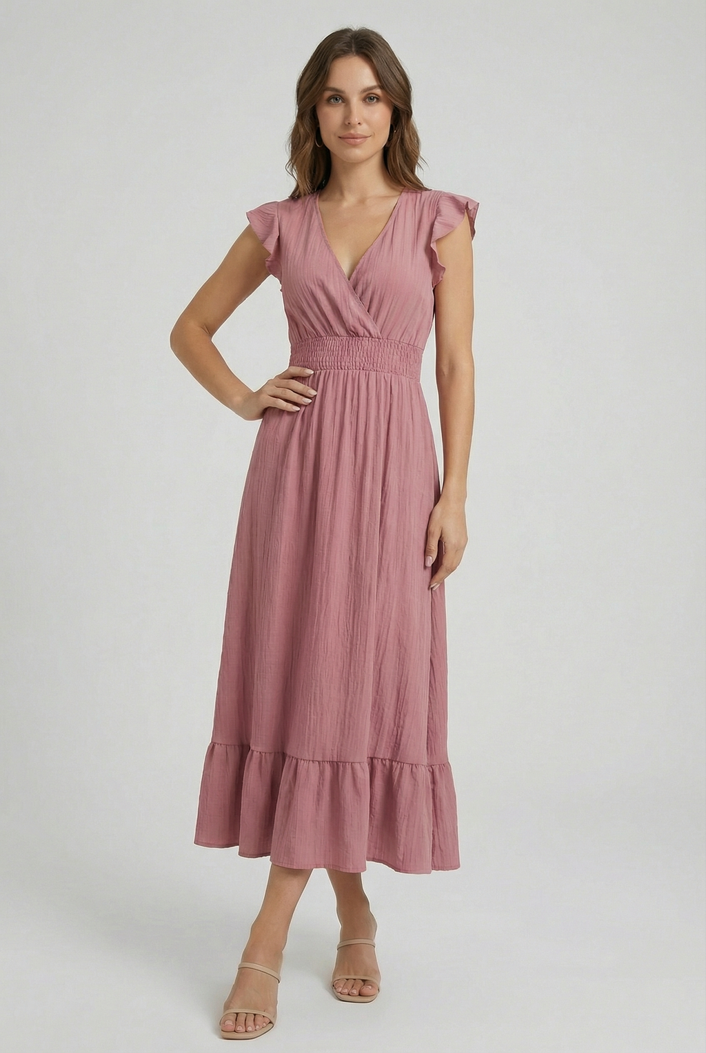 Ruffled Sleeve Casual Maxi Dress – Lightweight Summer Dress