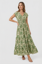Women's lightweight casual maxi dress in alternate print, front view