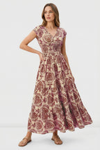 Women's casual lightweight maxi dress, styled for a summer occasion