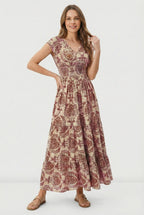 Women's retro print summer maxi dress, second print option