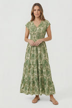 Women's retro maxi dress, full length front view