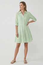 Women's A-line stripe mini dress, second colour option full length
