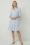 Women's striped A-line lightweight summer mini dress, front view