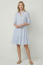 Women's striped A-line lightweight summer mini dress, front view