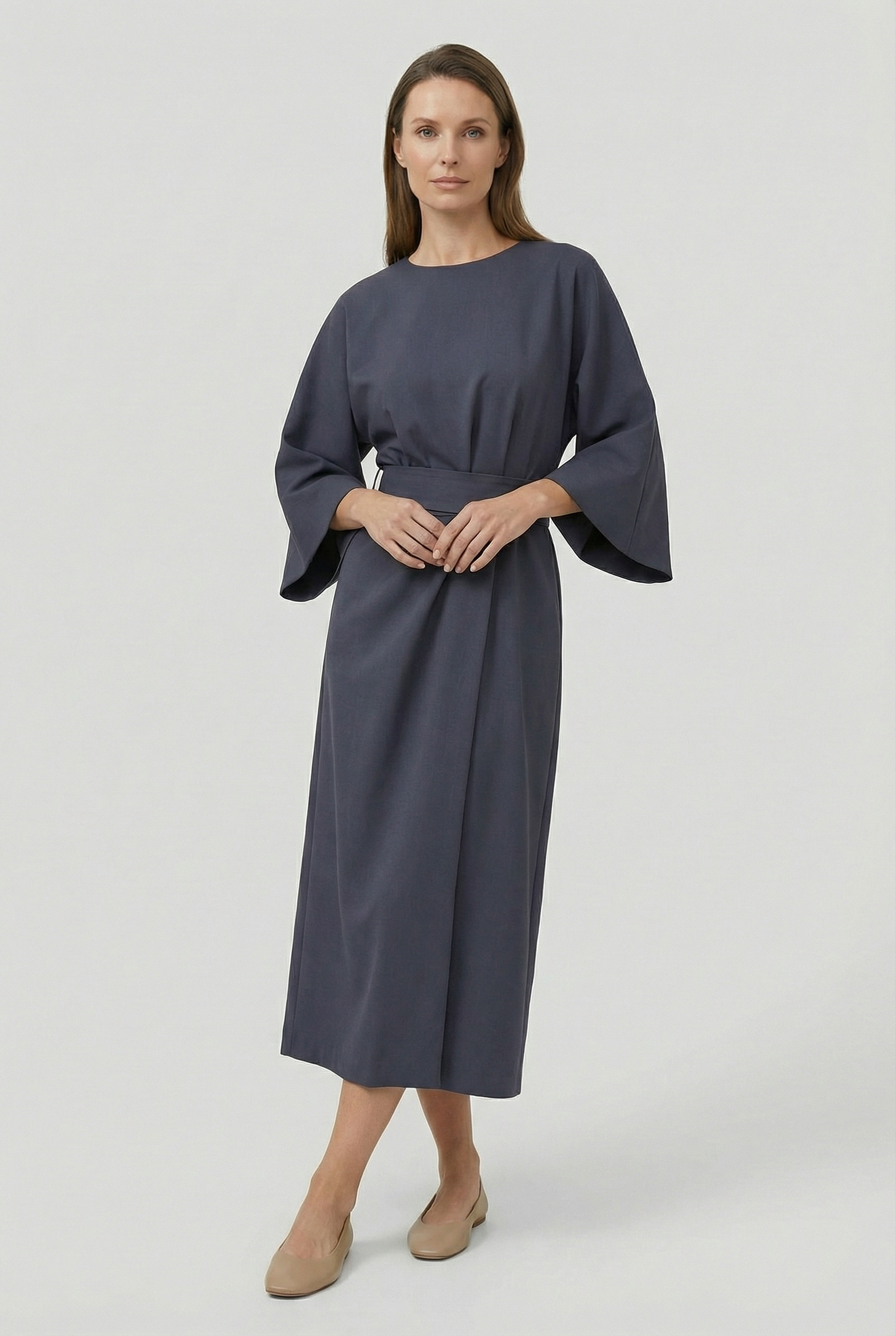 Women's Flowy Belted Loose Fit Maxi Dress