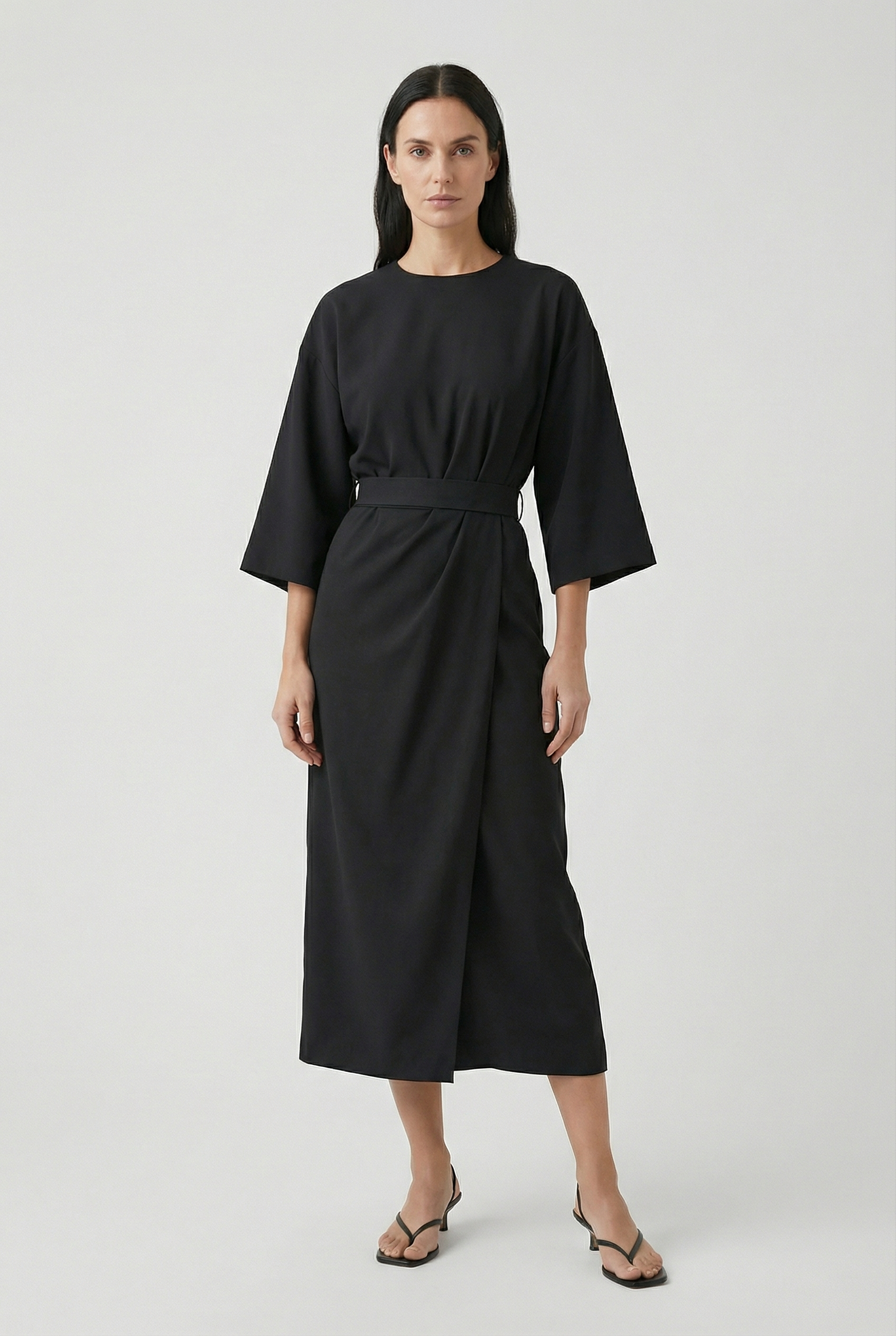 Women's Flowy Belted Loose Fit Maxi Dress