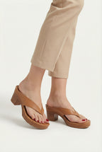 Women's vegan leather sandals in alternate colour, front view