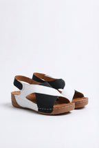 Women's vegan leather orthopaedic sandals with open toe, front view