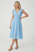 A-Line Eyelet Dress with Smocked Waist – Summer Occasion