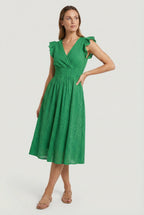 A-Line Eyelet Dress with Smocked Waist – Summer Occasion