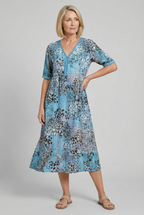 Women's abstract print midi dress in alternate colour, front view