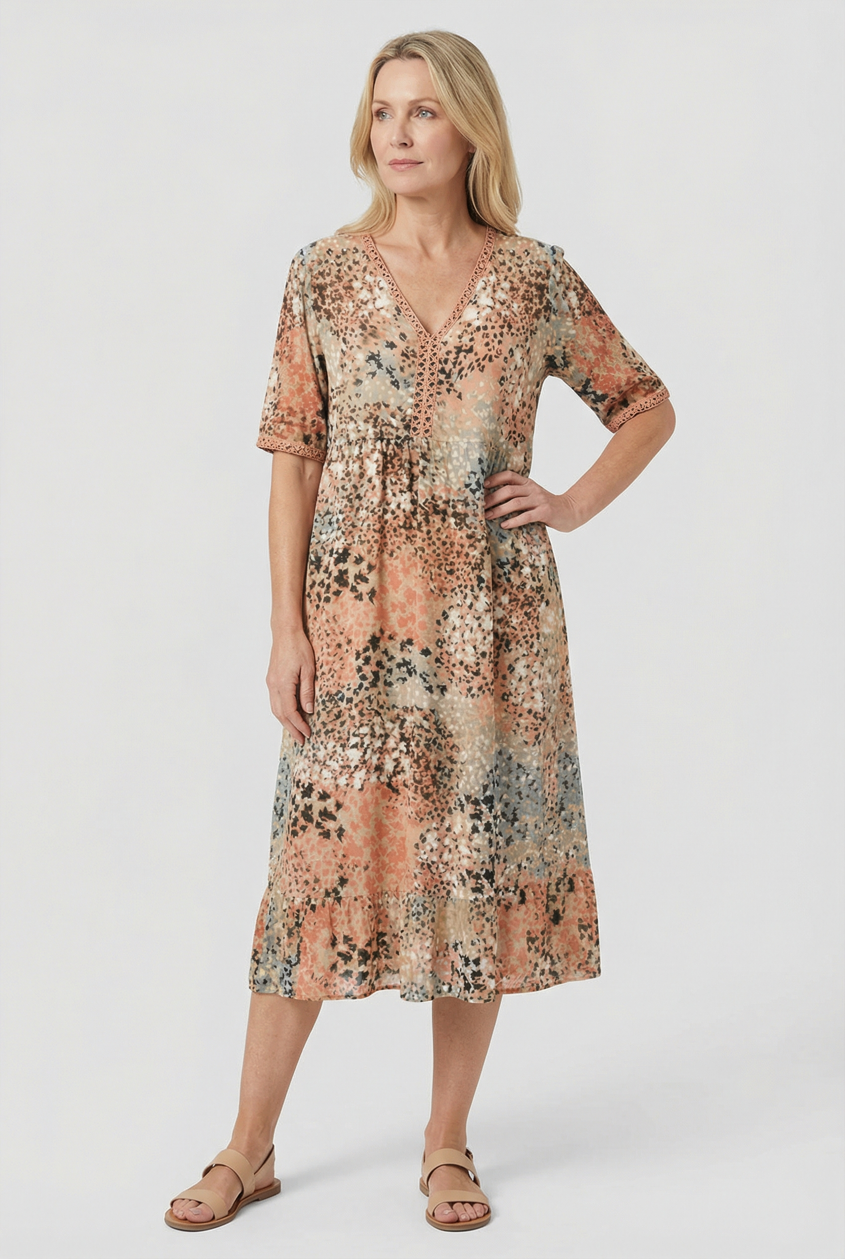 Summer Casual Midi Dress with Side Pockets – Lightweight Dress