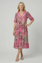 Women's lightweight summer midi dress with pockets, second colour option