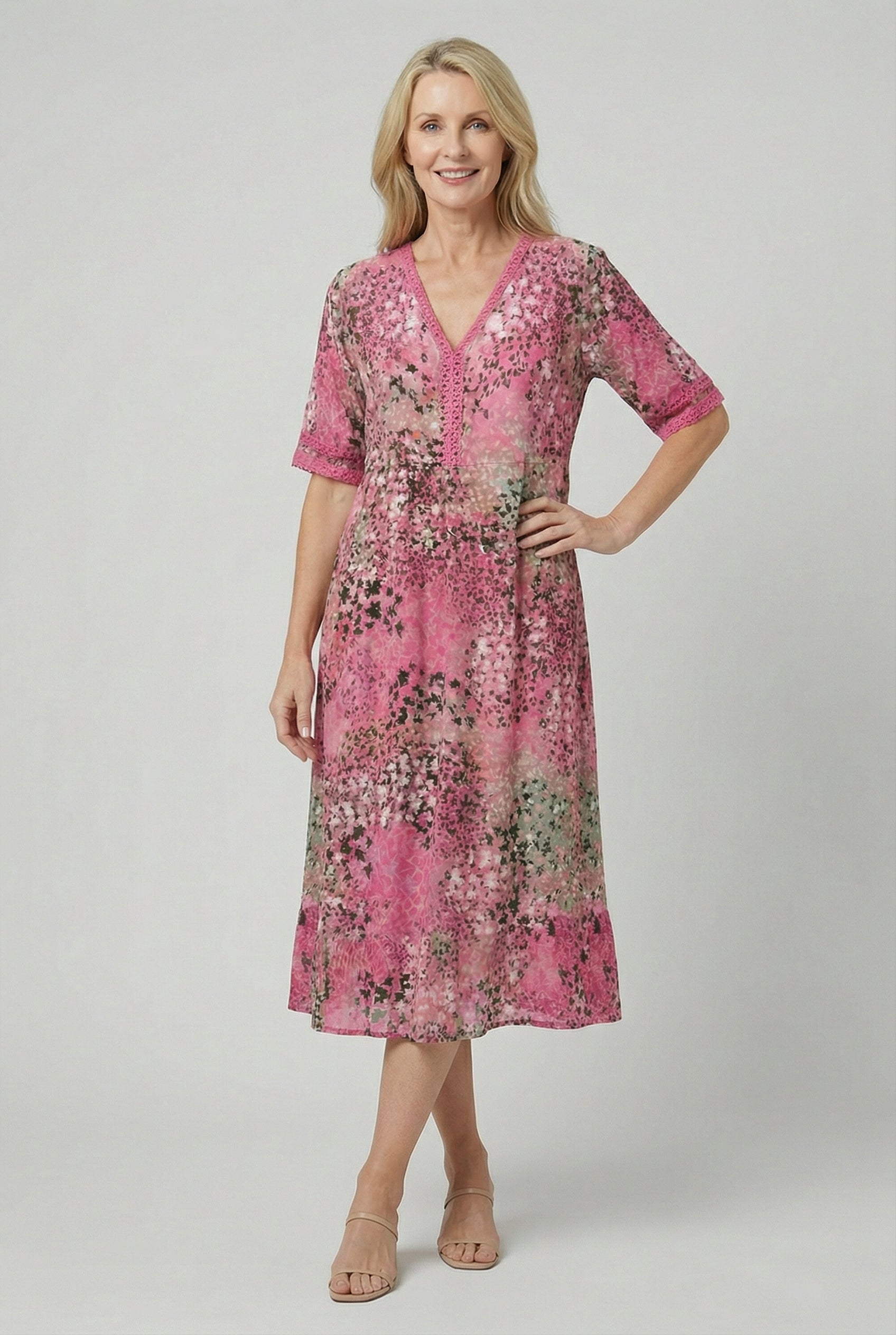 Women's Summer Casual Midi Dress with Side Pockets