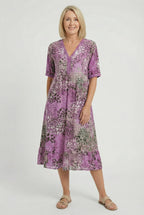 Women's casual summer midi dress with pockets, third colour option