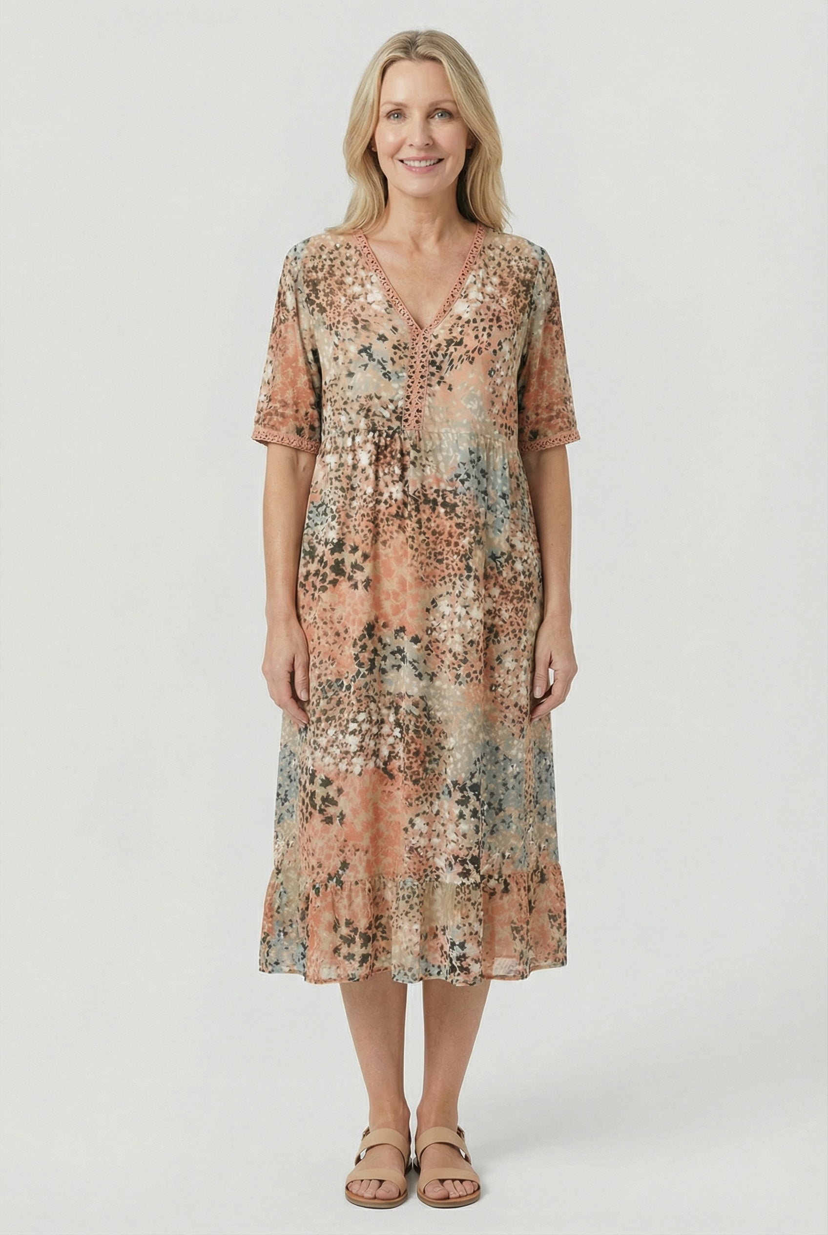 Women's Summer Casual Midi Dress with Side Pockets