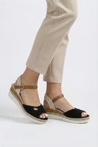 Women's faux suede espadrilles styled for summer, full length