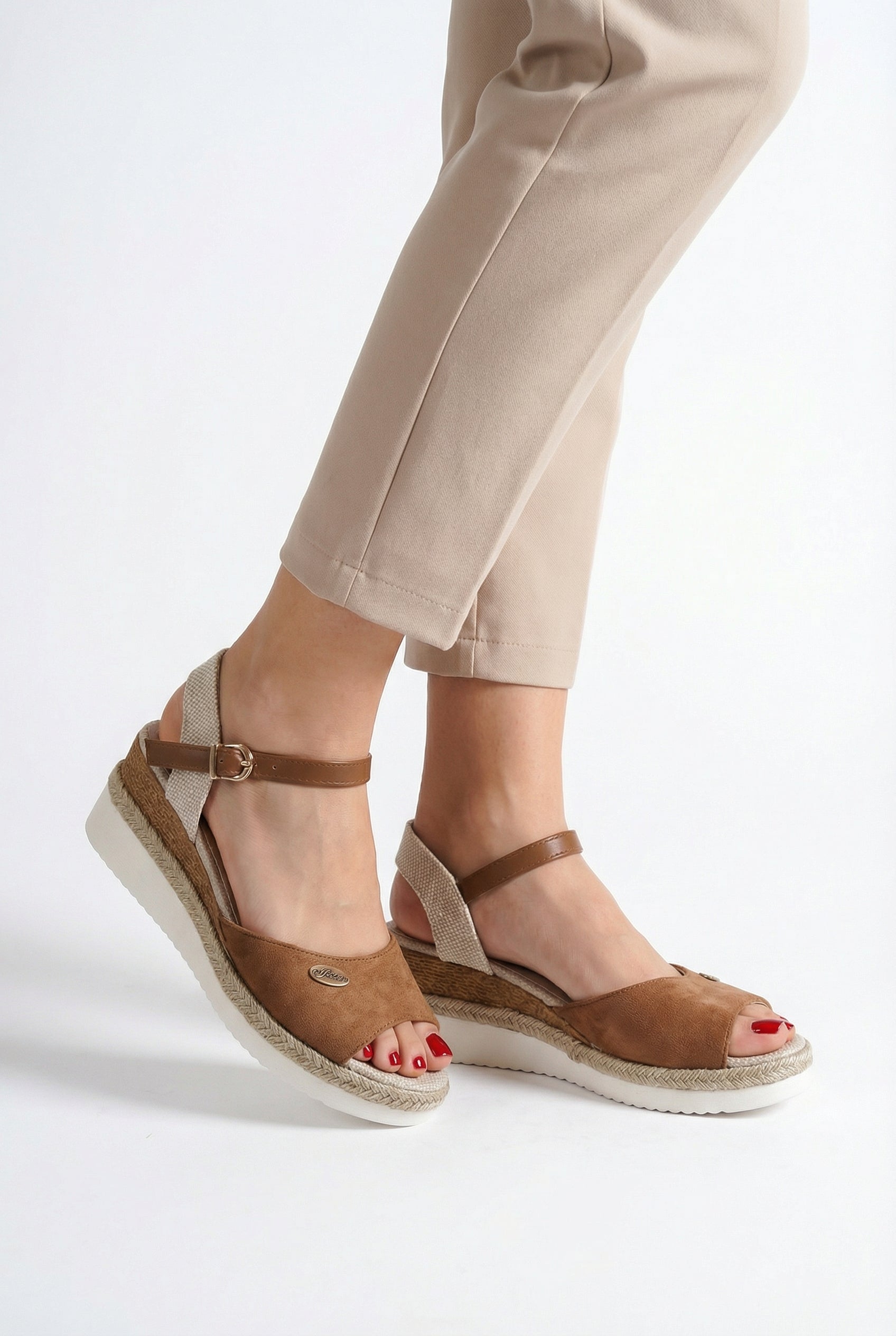 Women's Suede Sandals with Adjustable Strap