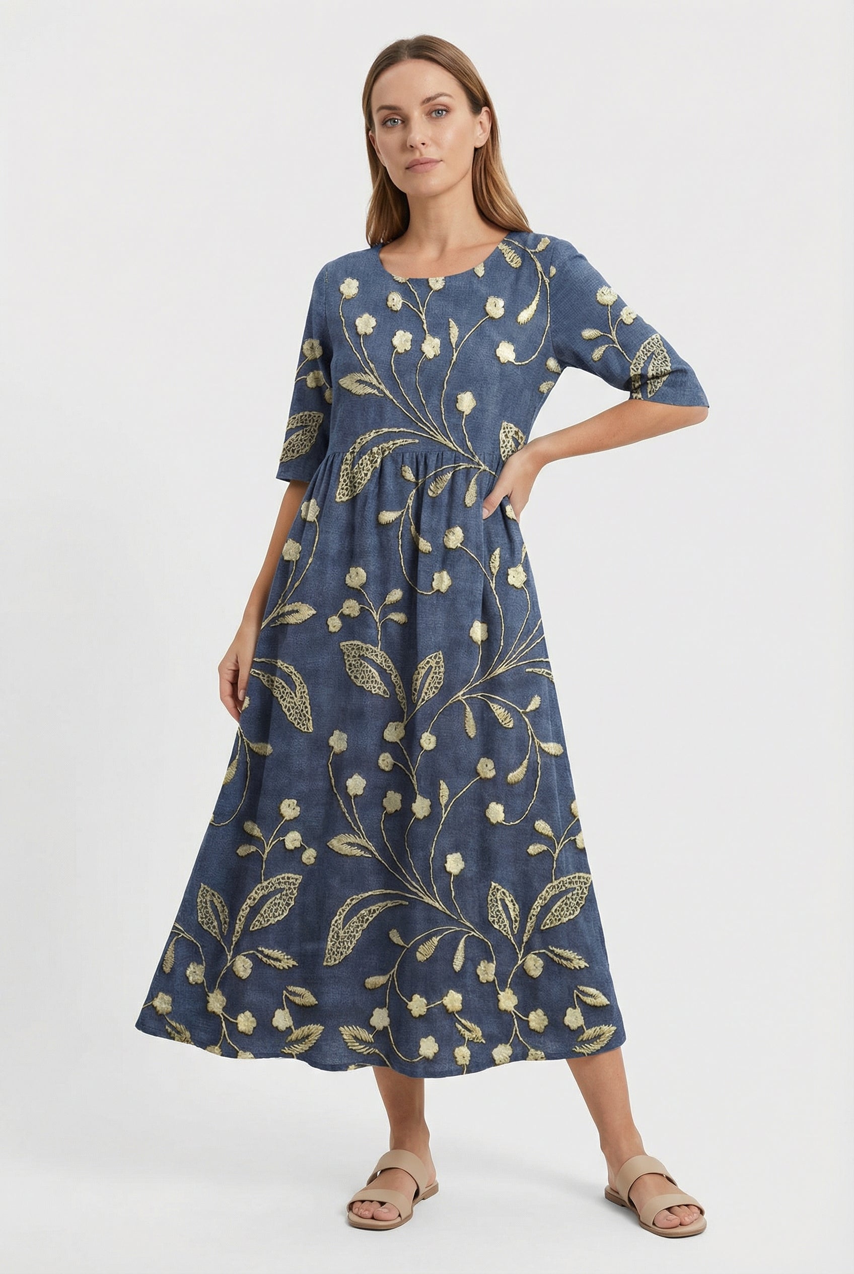Women's Lightweight Floral Midi Dress