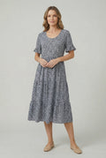 Women's relaxed fit summer midi dress, front view