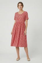 Women's relaxed fit midi dress in alternate colour, front view