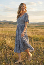 Women's breathable summer midi dress, full length front view
