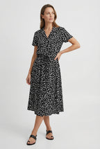 Women's vintage floral midi dress in alternate colour, front view