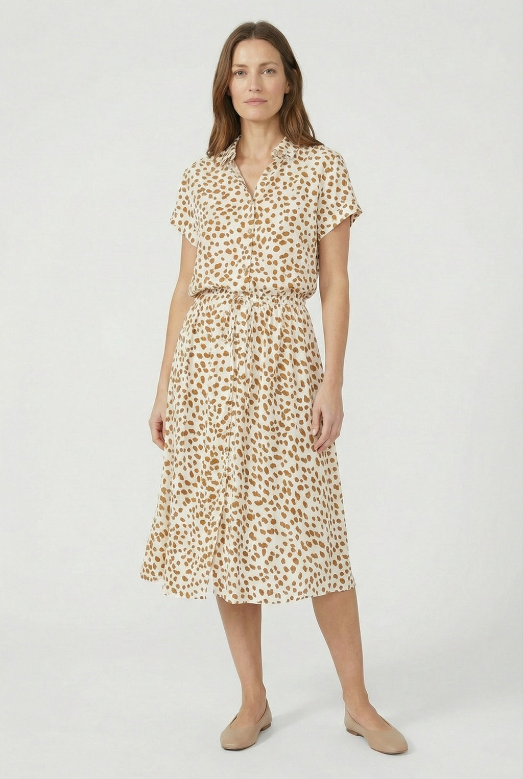 Women's Lightweight Floral Midi Dress with Waistband