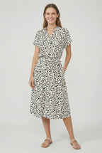 Lightweight Floral Midi Dress with Waistband – Summer
