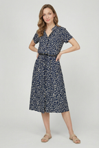 Women's short sleeve floral midi dress, third colour front view